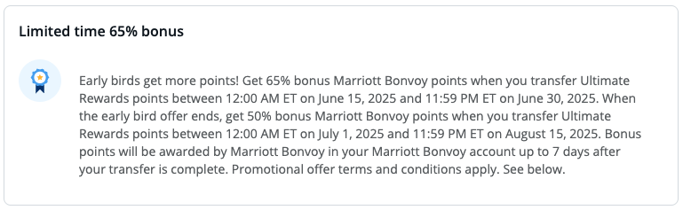 Chase to Marriott 65% transfer bonus