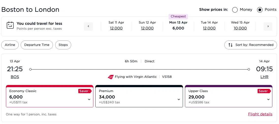 boston to london booking
