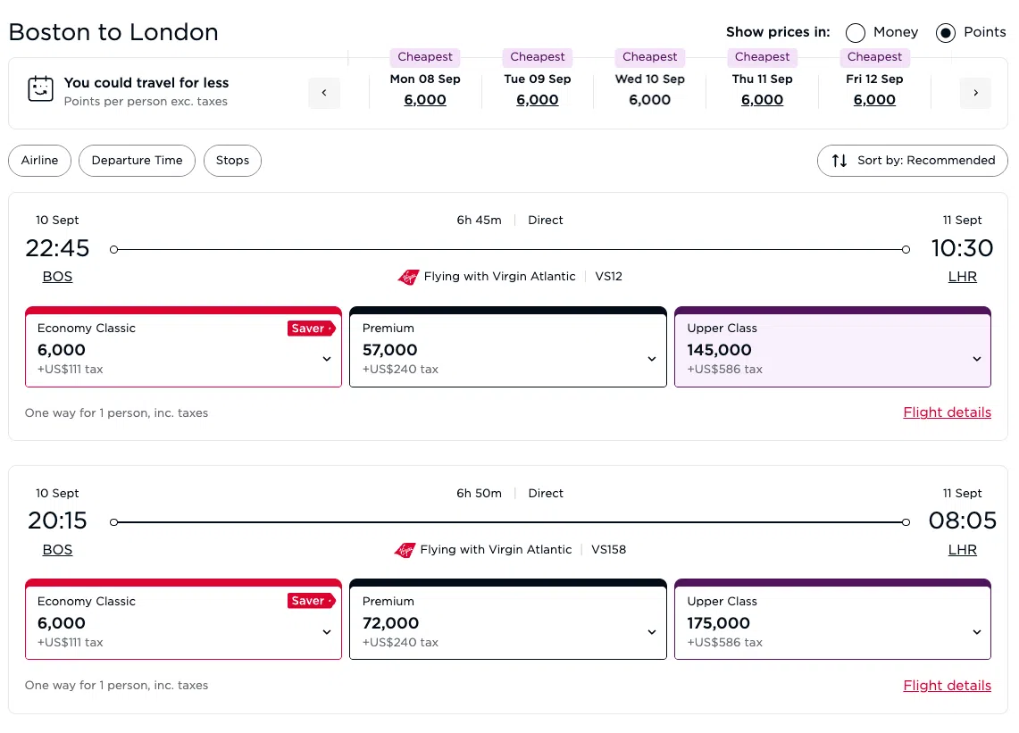 boston to london virgin atlantic redemptions