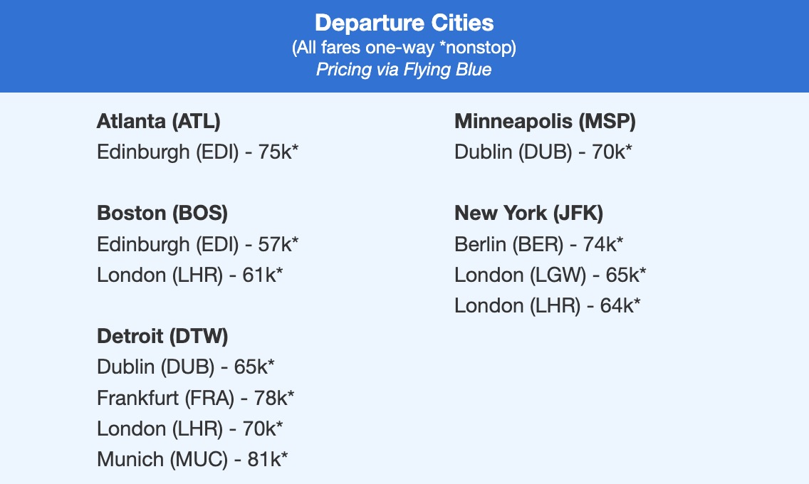 Delta One to other cities from 57,000 miles each way
