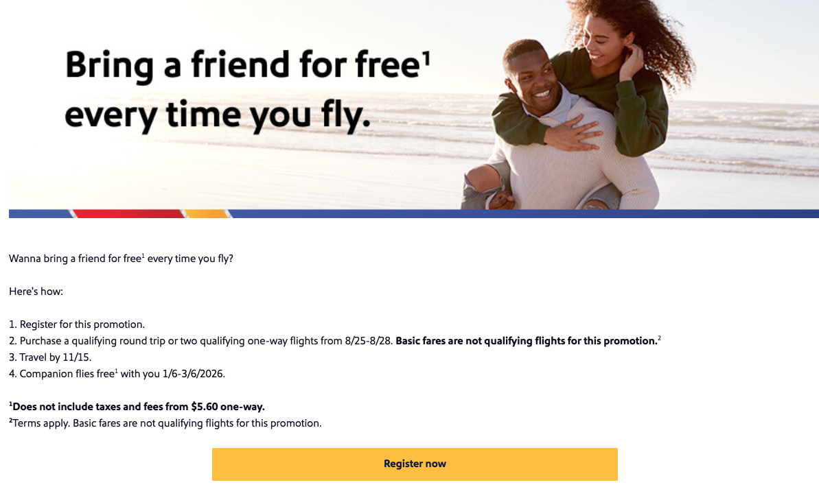 Southwest Companion Pass promotion page