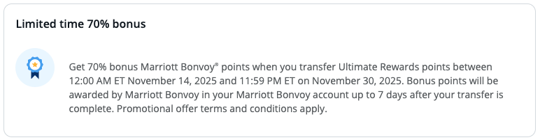 Get a 70% Bonus When Transferring Chase Points to Marriott