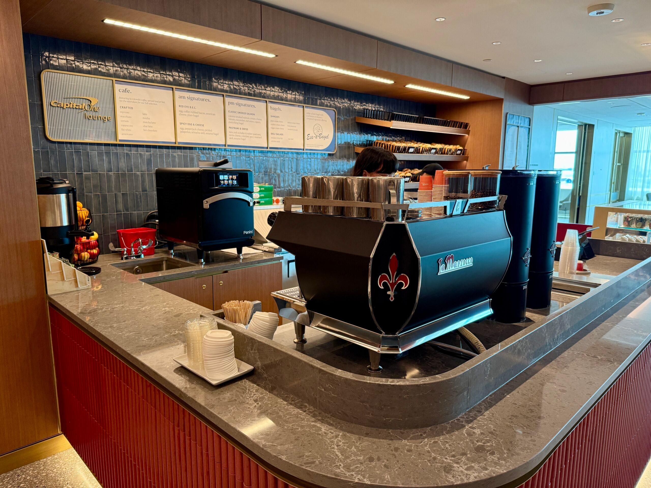 coffee machine at a large counter