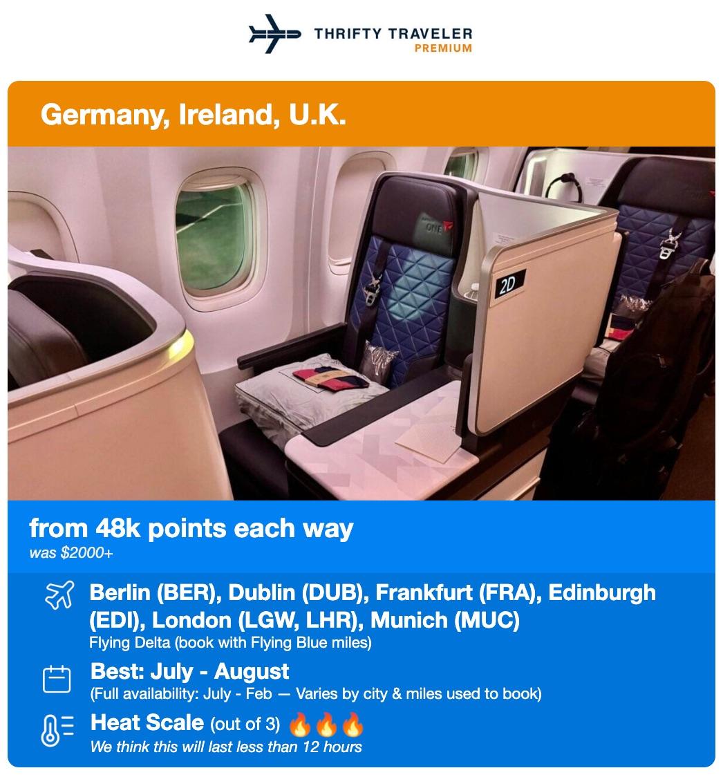 delta one deal to germany bookable for 48k points each way