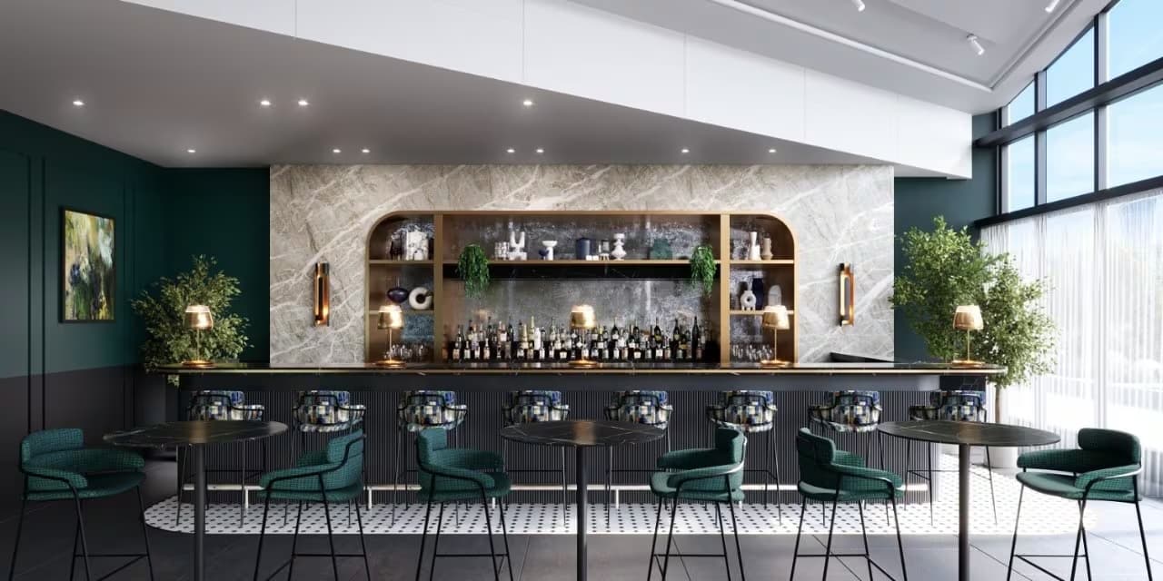 A rendering of the Centurion Lounge at Amsterdam-Schiphol International Airport.