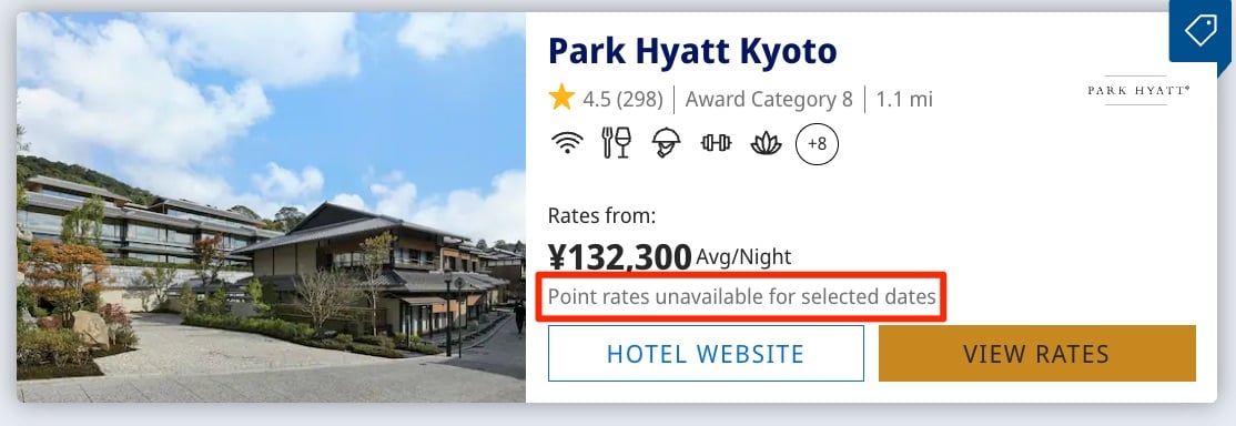 Park Hyatt Kyoto - Points Rates Unavailable