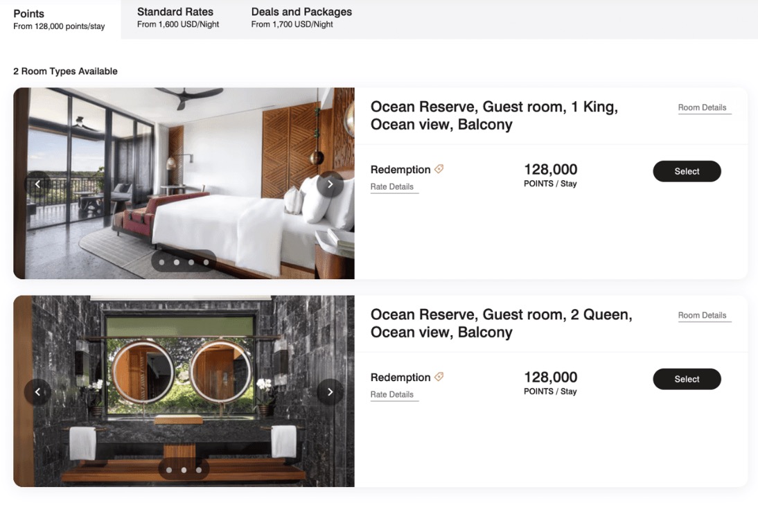 Ritz Carlton booking for Costa Rica