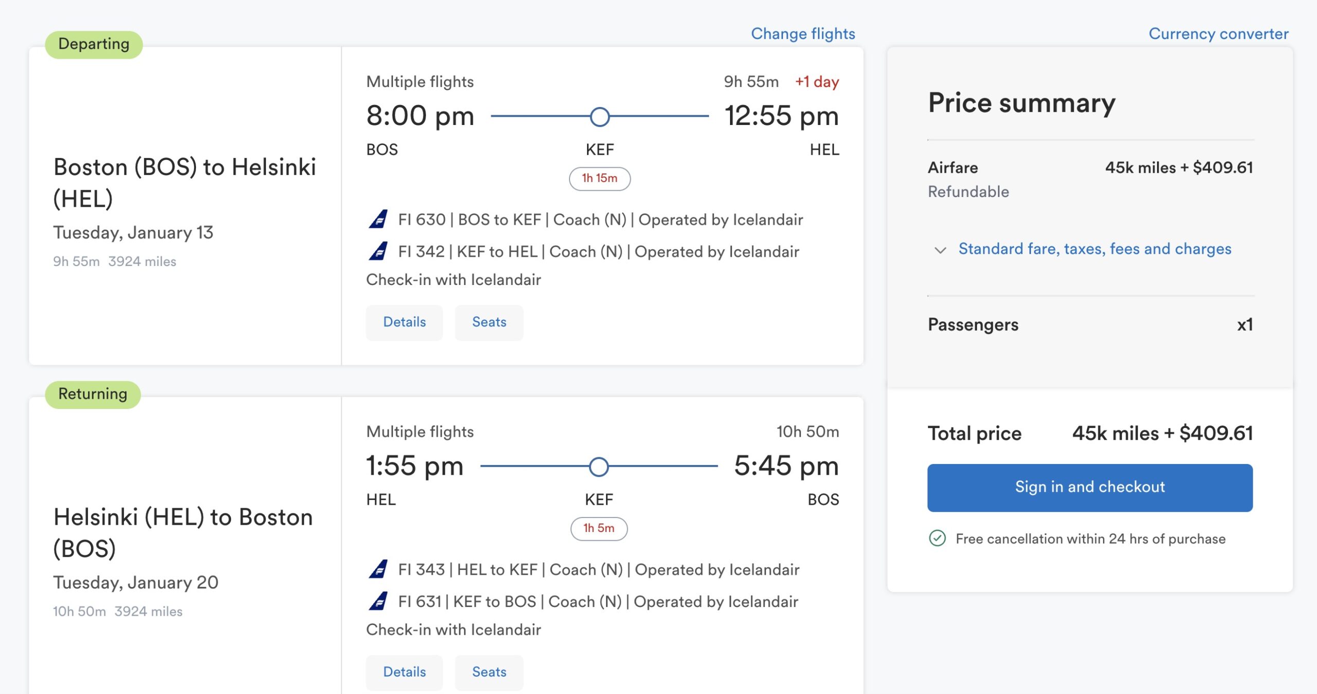 Alaska Miles Icelandair to Helsinki