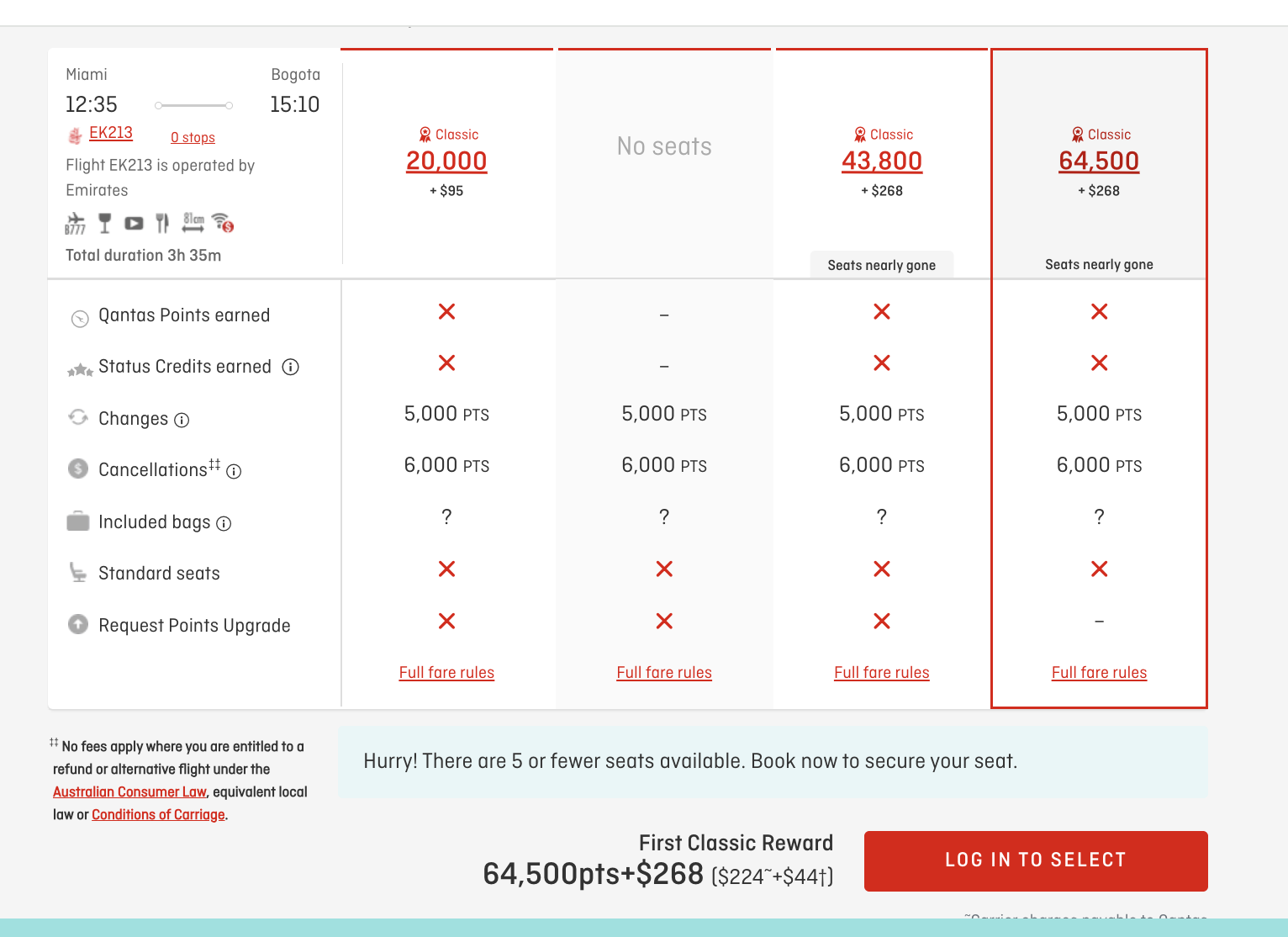 qantas redemption 