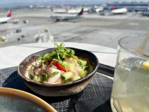 ceviche in the Delta One Lounge Los Angeles