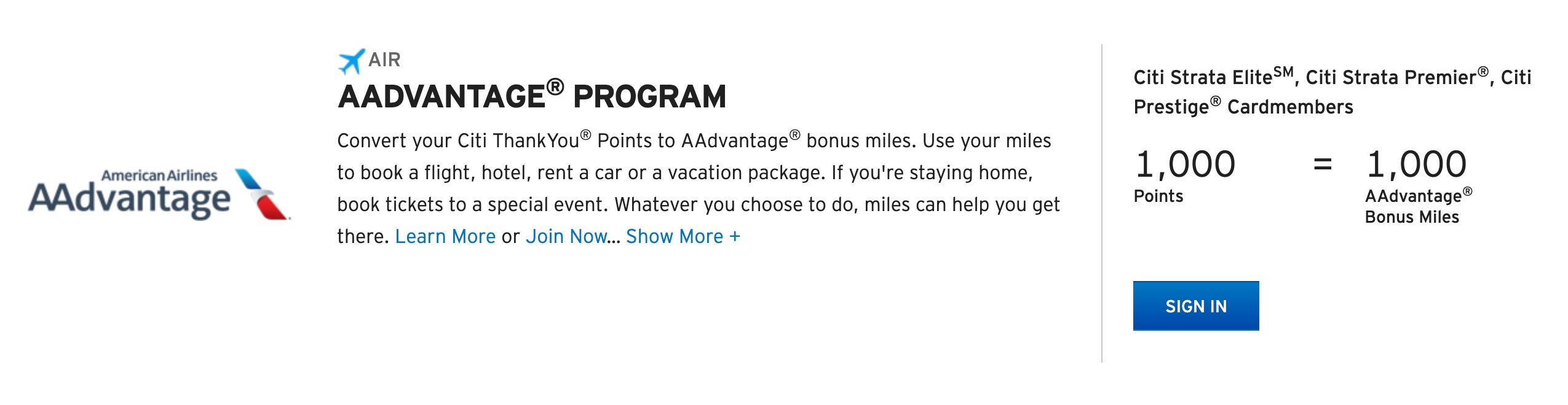 citi aa transfer partner