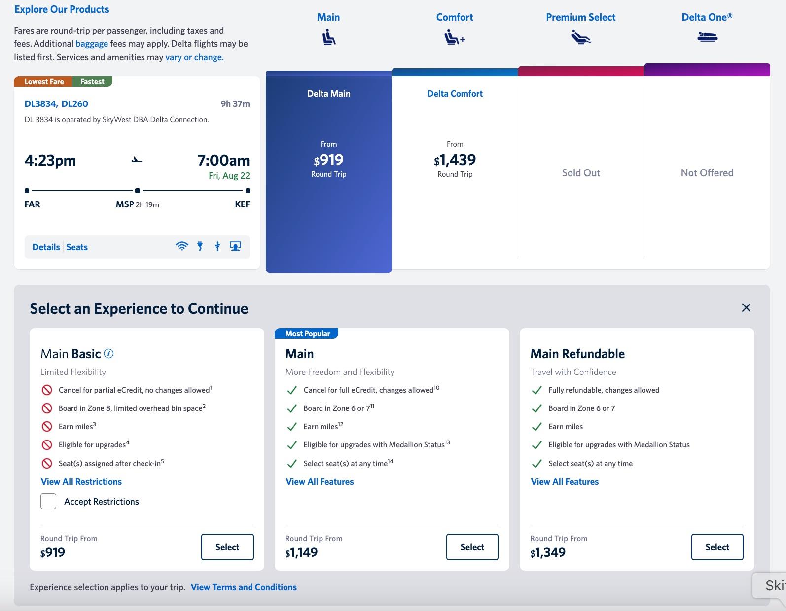 delta flight prices from fargo to reykjavik