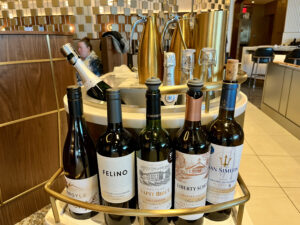 wine cart at Delta One lounge LAX