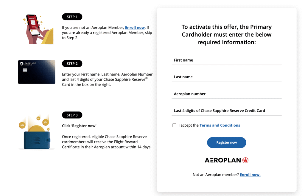 Chase Aeroplan CSR points promo registration