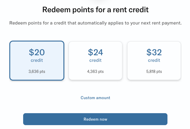 Reddeem Bilt points for a rent credit. $20 credit = 3,636 points. 