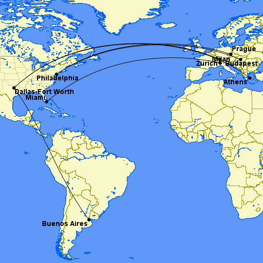 american airlines map