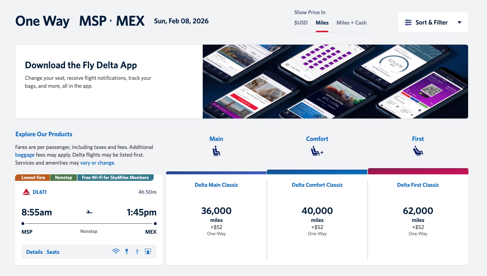 delta flight from minneapolis to mexico city for 36,000 skymiles