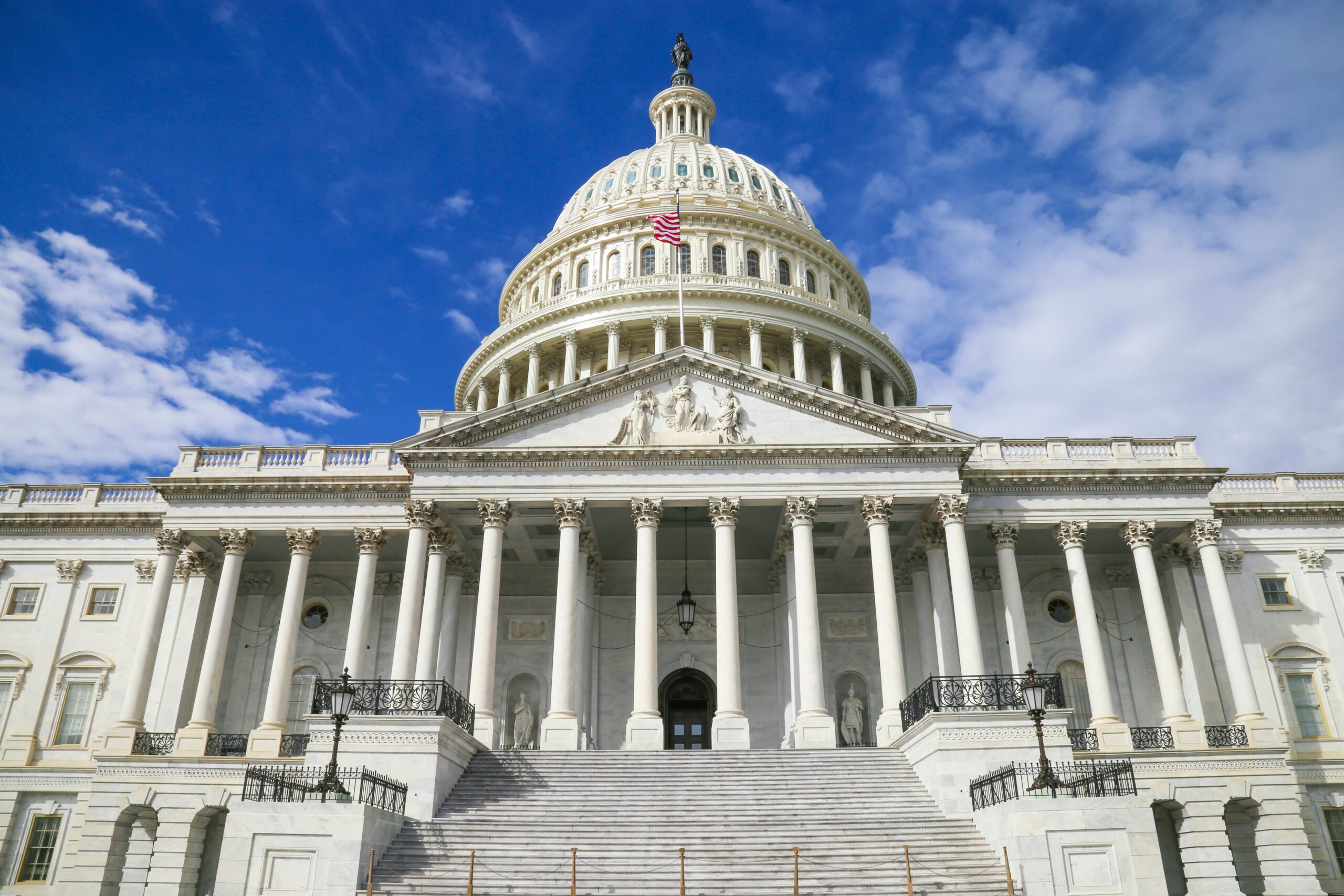 congress building with a flag out front