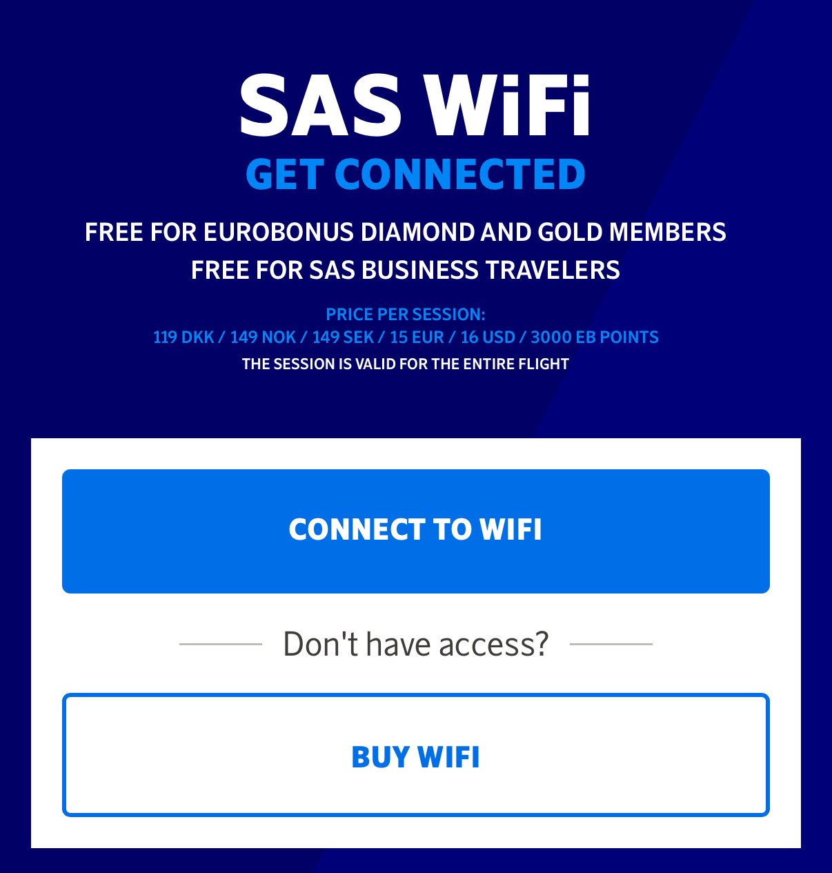 sas wi-fi screenshot showing options to connect