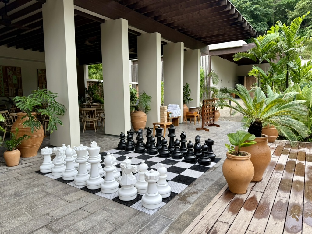 Giant chess board at the Andaz Peninsula Papagayo beach club