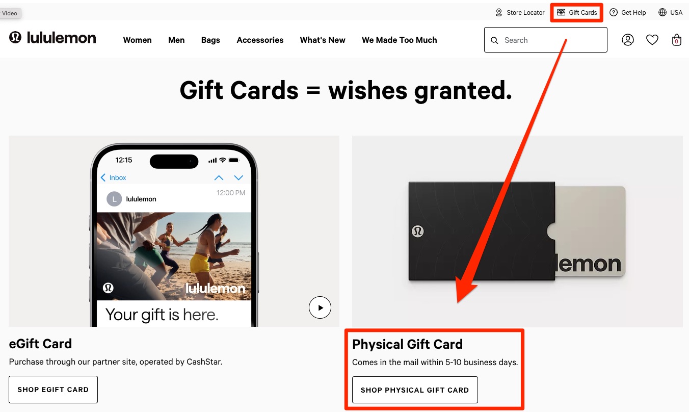 Buy Lululemon Gift Cards online - eGift Card and Physical Gift Card