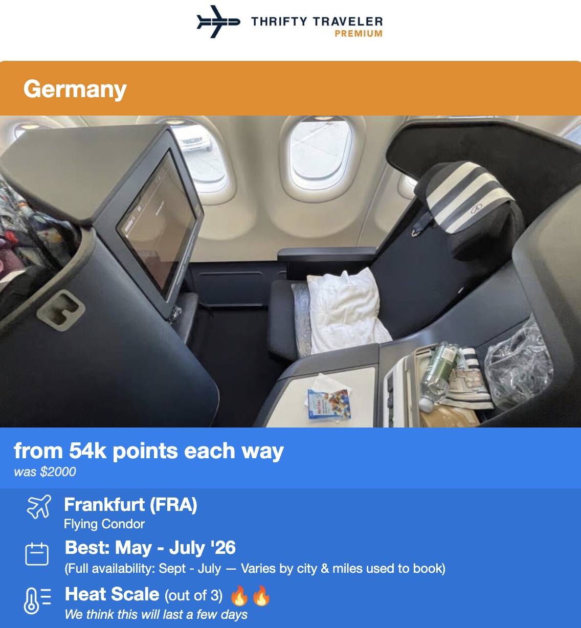 Condor Business Class bookable with JetBlue points