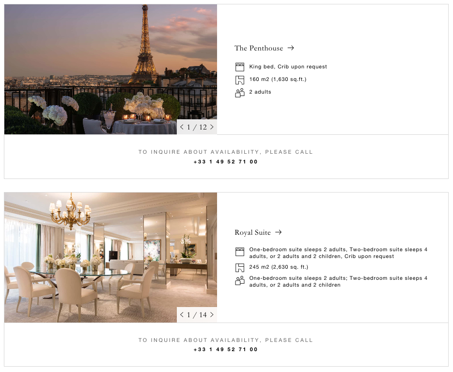 The Penthouse Suite and Royal Suite at Hotel George V in Paris. 
