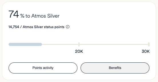 74% of the way to Atmos Silver status. 