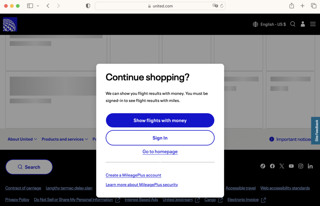 united award search log in