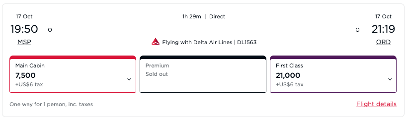 Delta Economy MSP - ORD booked via Virgin
