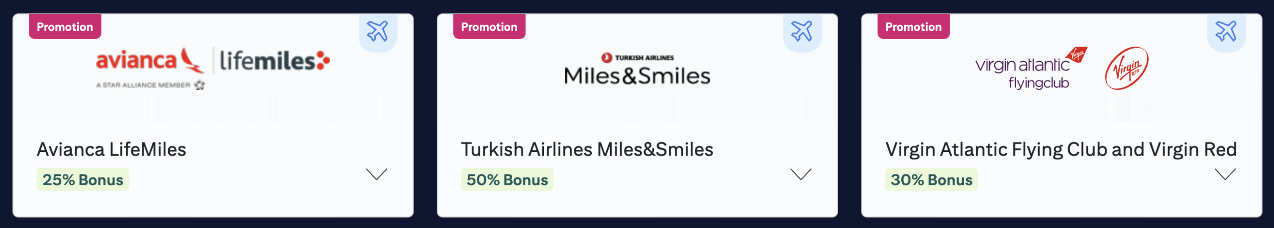 Citi transfer bonuses: 25% to Avianca LifeMiles, 50% to Turkish Airlines, and 30% to Virgin Atlantic