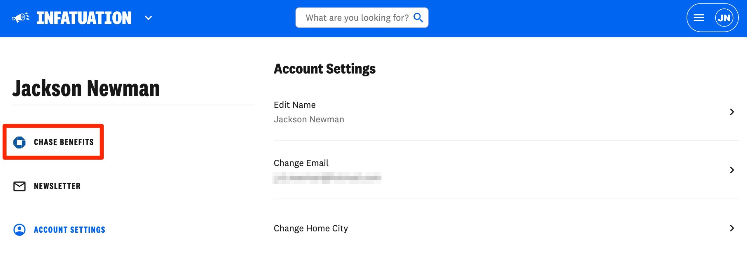 The Infatuation account settings