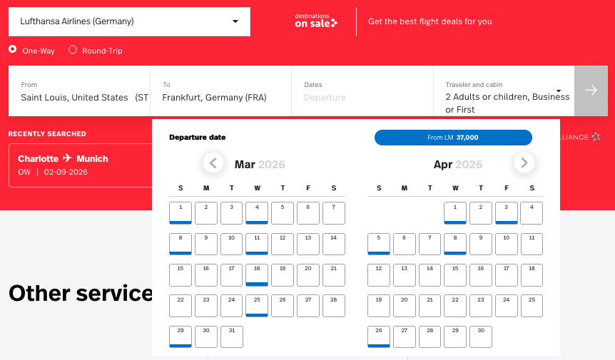 LifeMiles calendar new route search