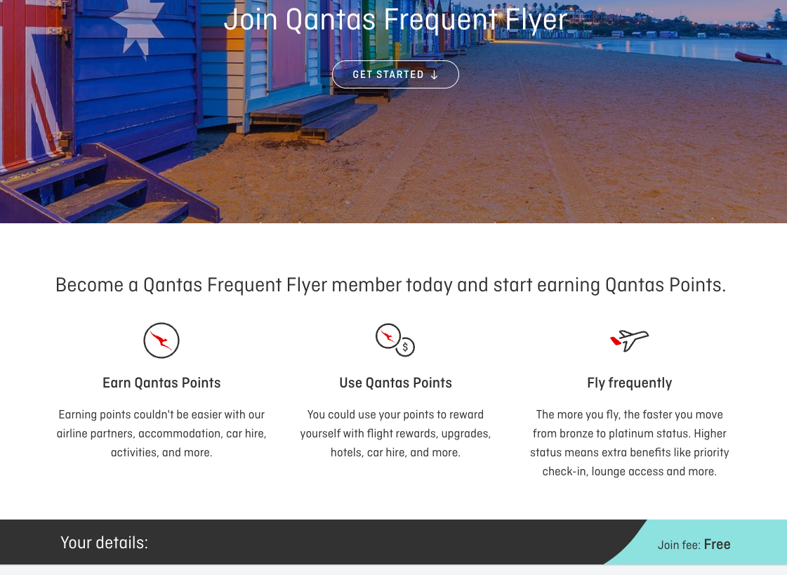 sign up for Qantas frequent flyer