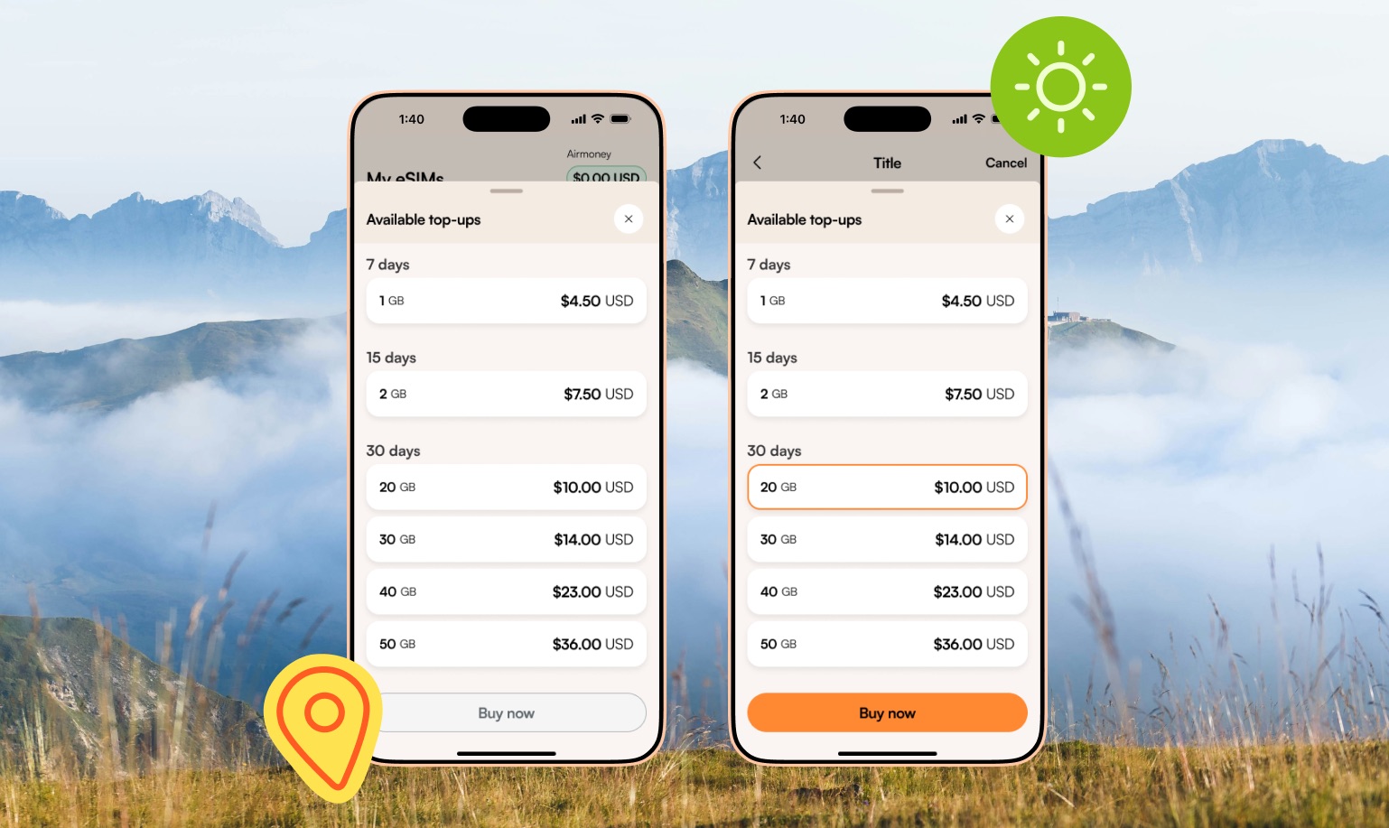 Airalo eSIM top-up options