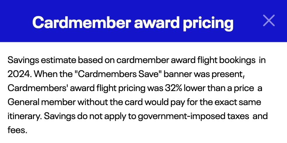 Cardmembers savings note from the United website