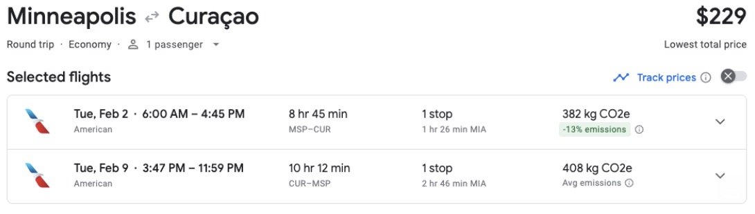 With Airfare on the Rise, It's Time to Book Your Winter 2027 Caribbean Trip (Yes, Really) 1 MSP to CUR airafer for $229