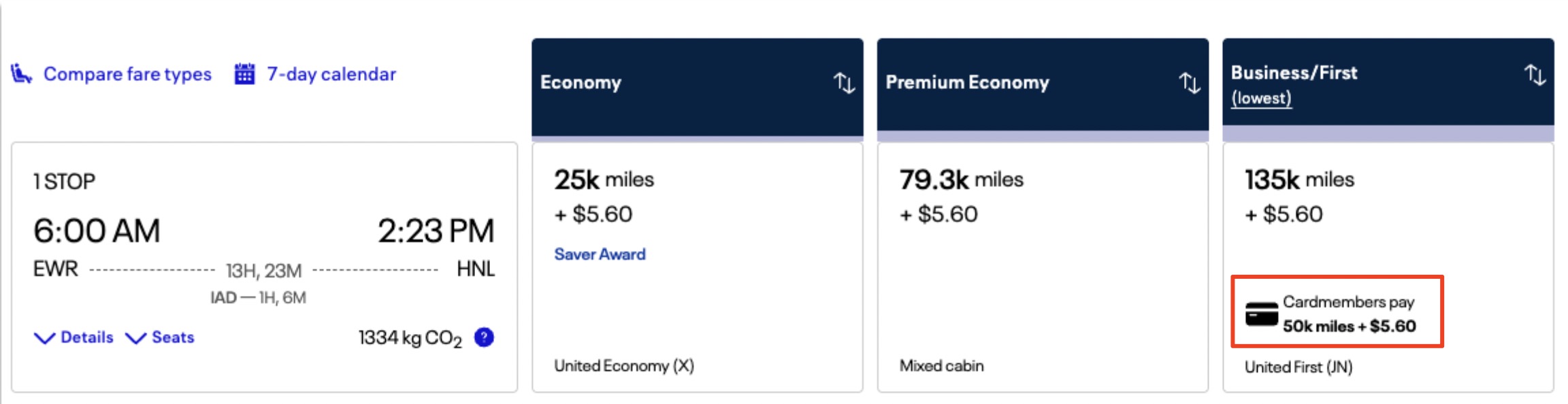 Newark to Honolulu fares