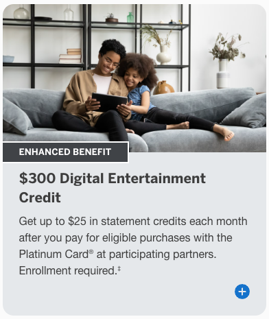 Amex Platinum Digital Entertainment credit benefit summary