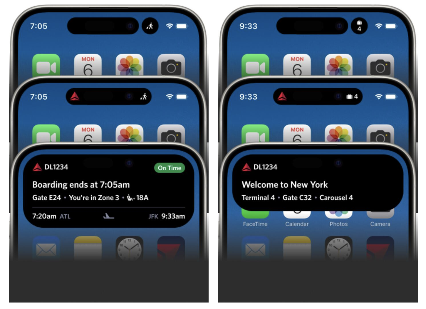 Example of "live activities" in the new Delta App update