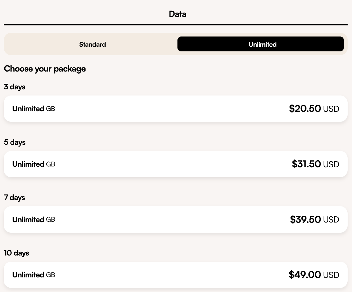 Airalo eSIM unlimited data packages for Latin America