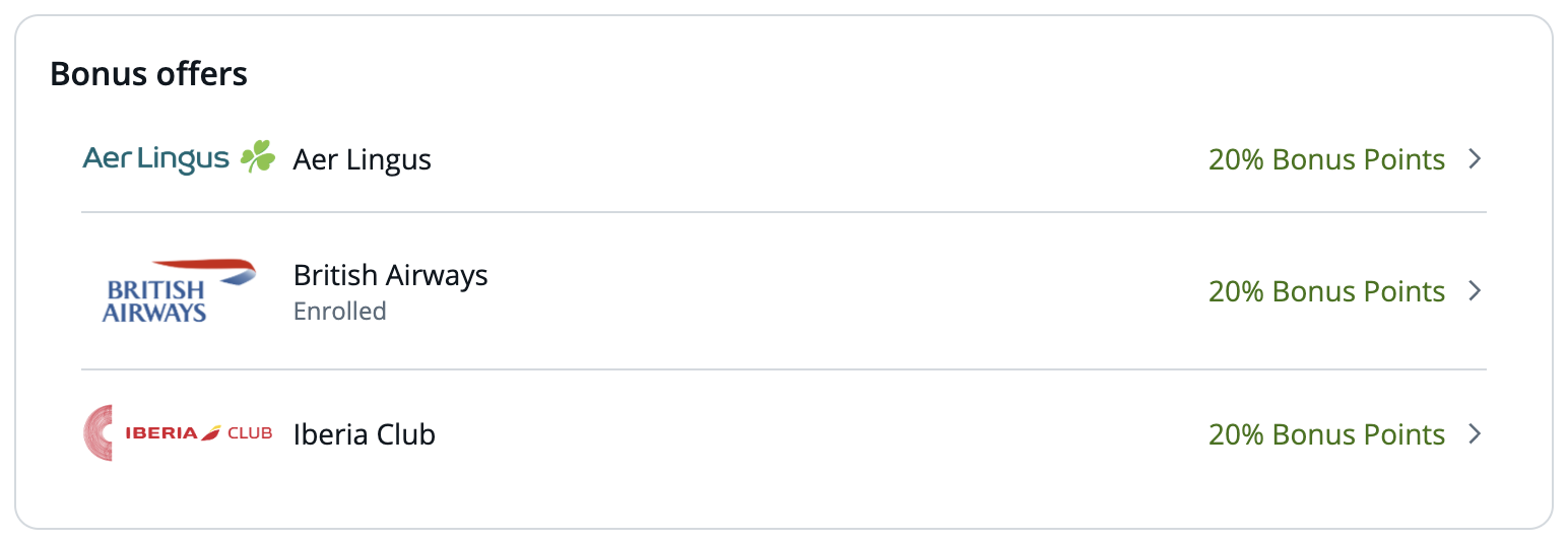 New: Get a 20% Transfer Bonus from Chase to British Airways, Iberia & Aer Lingus 10 Chase to Avios 20% transfer bonus