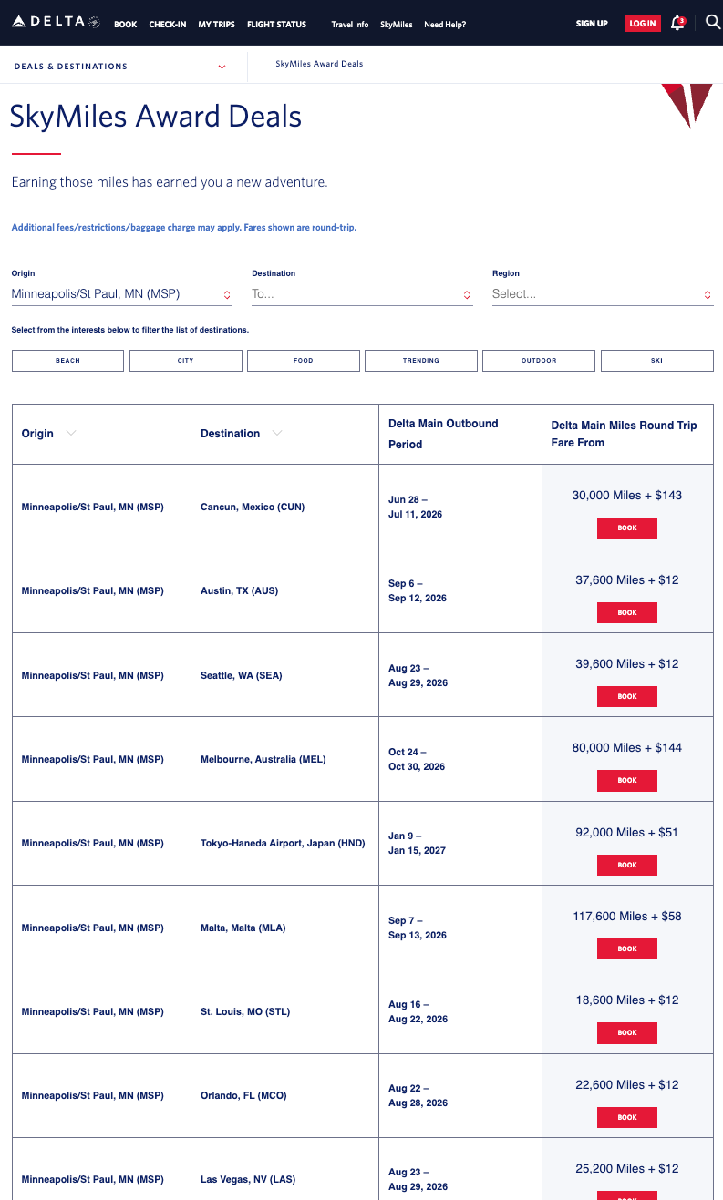 Delta SkyMiles Flash Sales: How to Find the Best Deals & Fly Delta for Less 9 page of skymiles deals