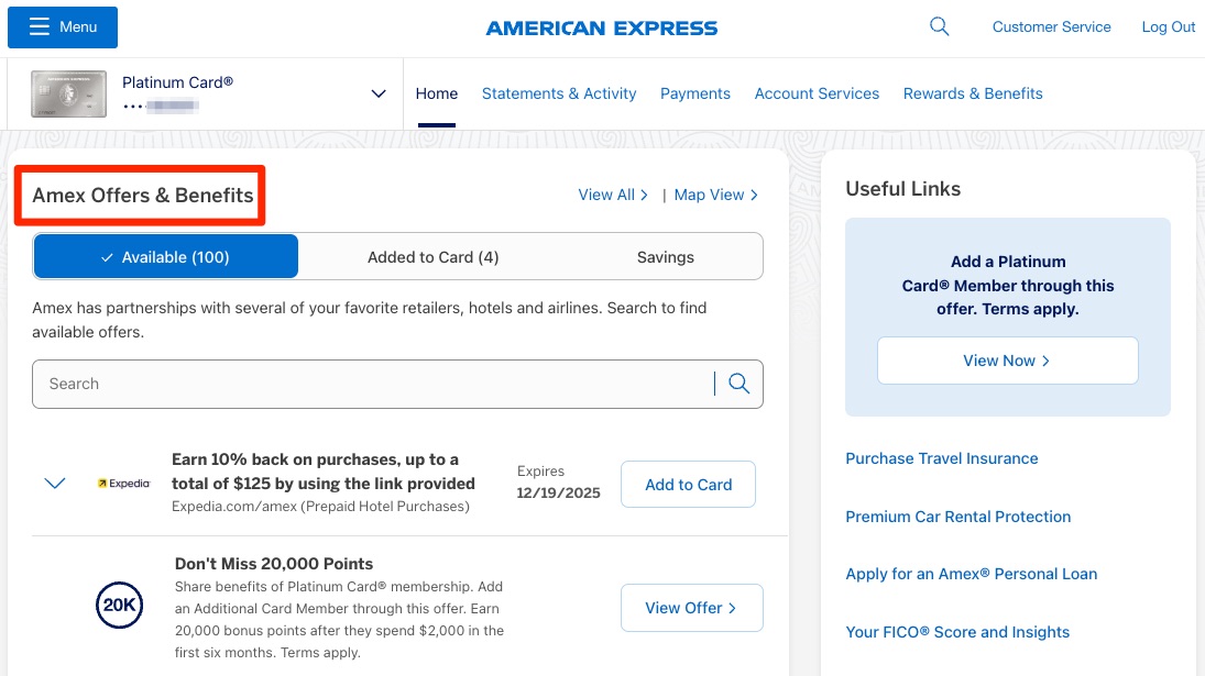 Amex Offers & Benefits