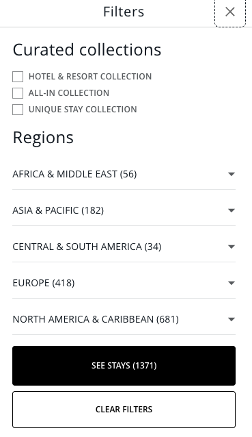 Chase Edit Filtering options