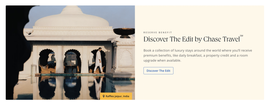 Chase the Edit Section on Chase Travel Homepage