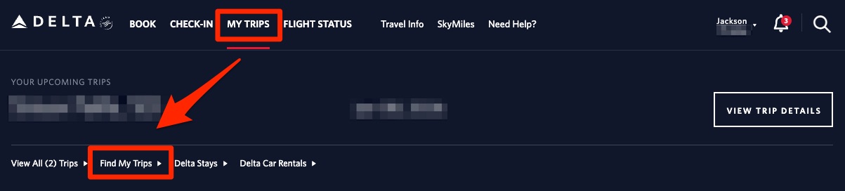 Delta Find My Trips