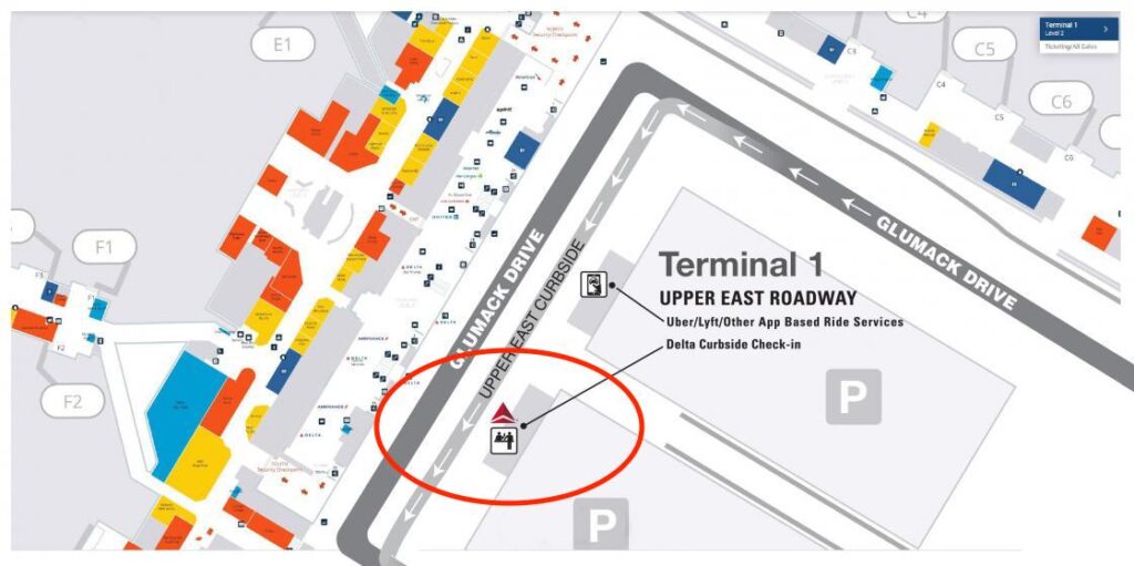 map showing MSP airport and the new delta one check-in area