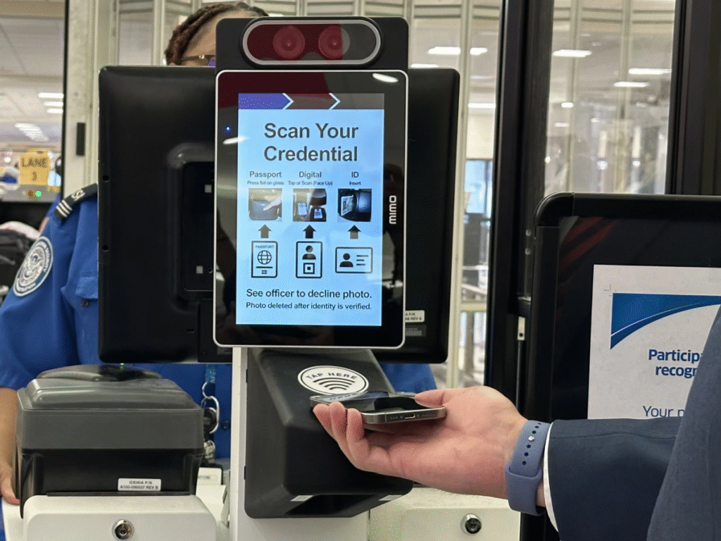 Person using their phone to scan their Digital ID at TSA checkpoints