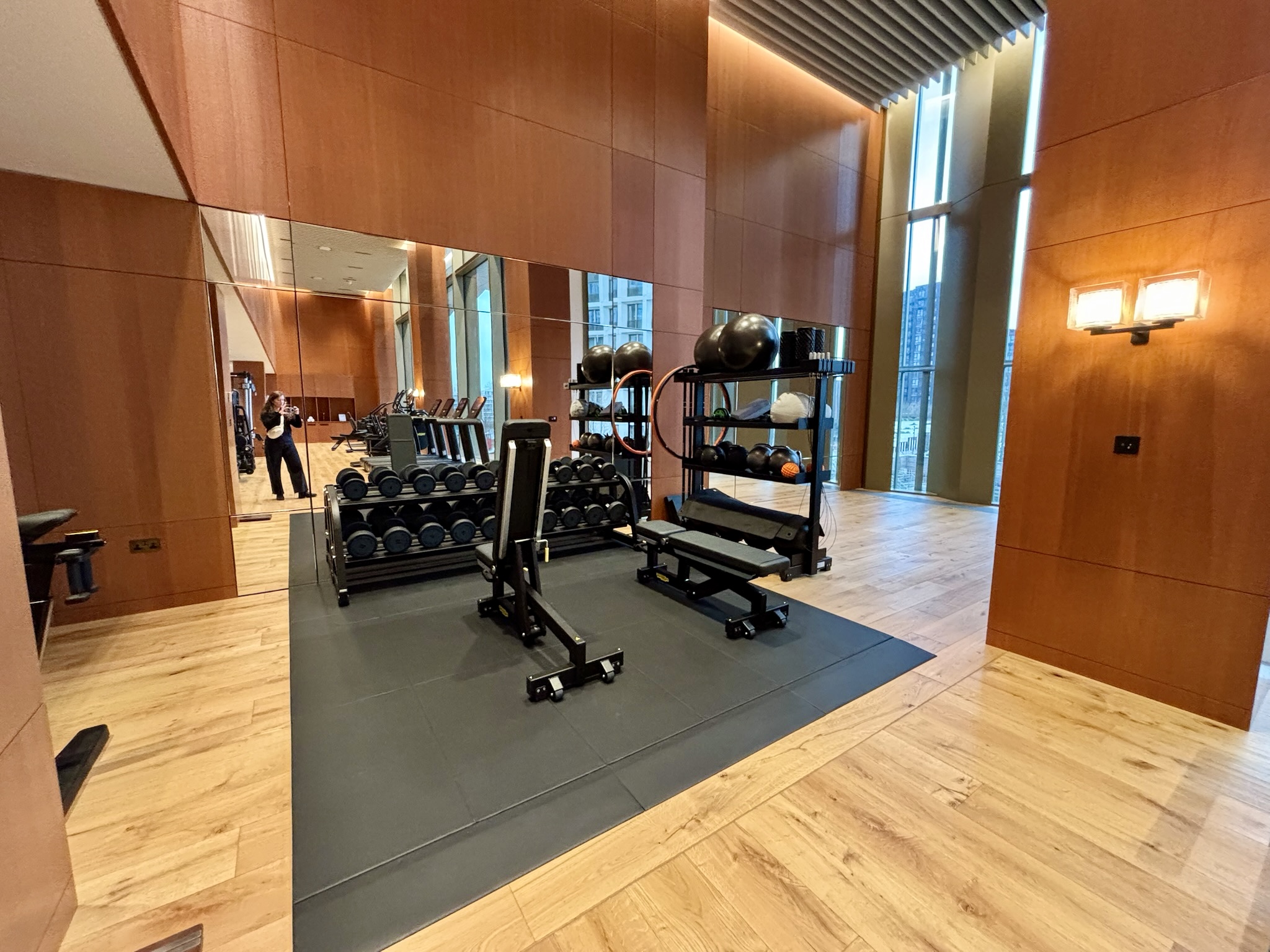 Inside the Park Hyatt London River Thames: Rooms, Dining, Pool & More 42 Gym with free weights and benches